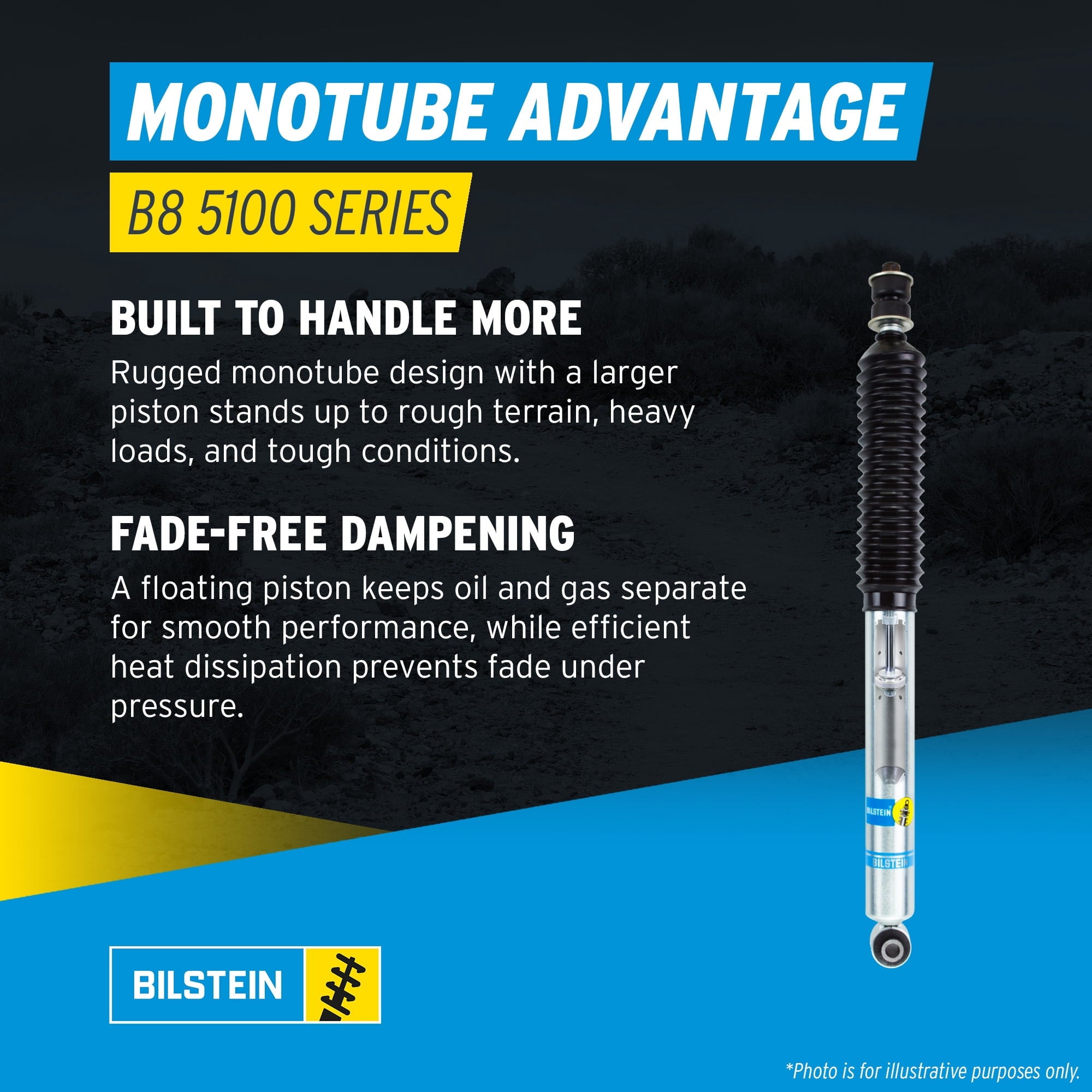 Bilstein Set of Front and Rear B8 5100 Series Shocks with Steering Stabilizer Compatible with 2011-2016 Silverado / Sierra 2500 / 3500 HD with 1.5 Front & 0-1 Rear Lift