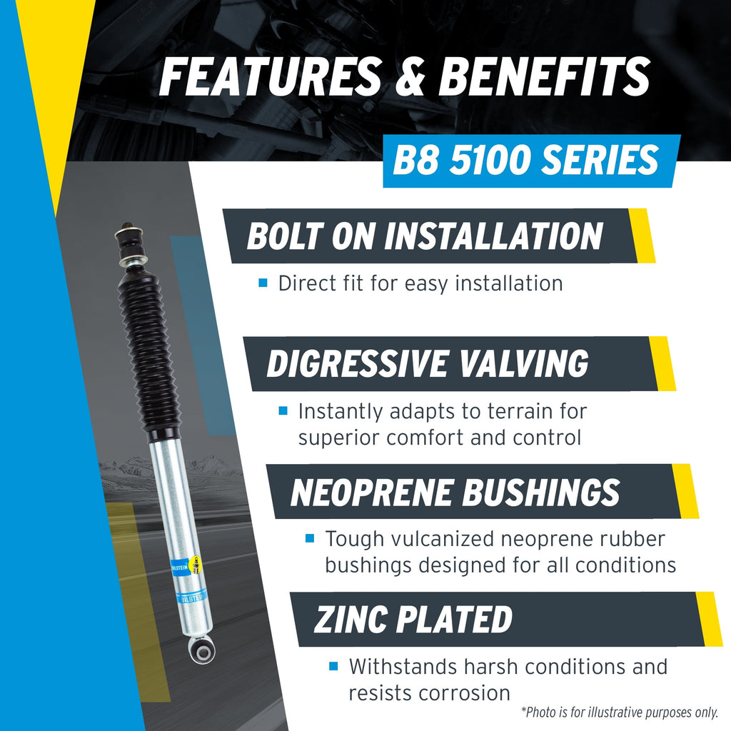 Bilstein Set of Front and Rear B8 5100 Series Shocks Compatible with 2014-2018 Silverado/Sierra 1500 with 0-1 Rear Lift | Provides 0-1.85 Front Lift