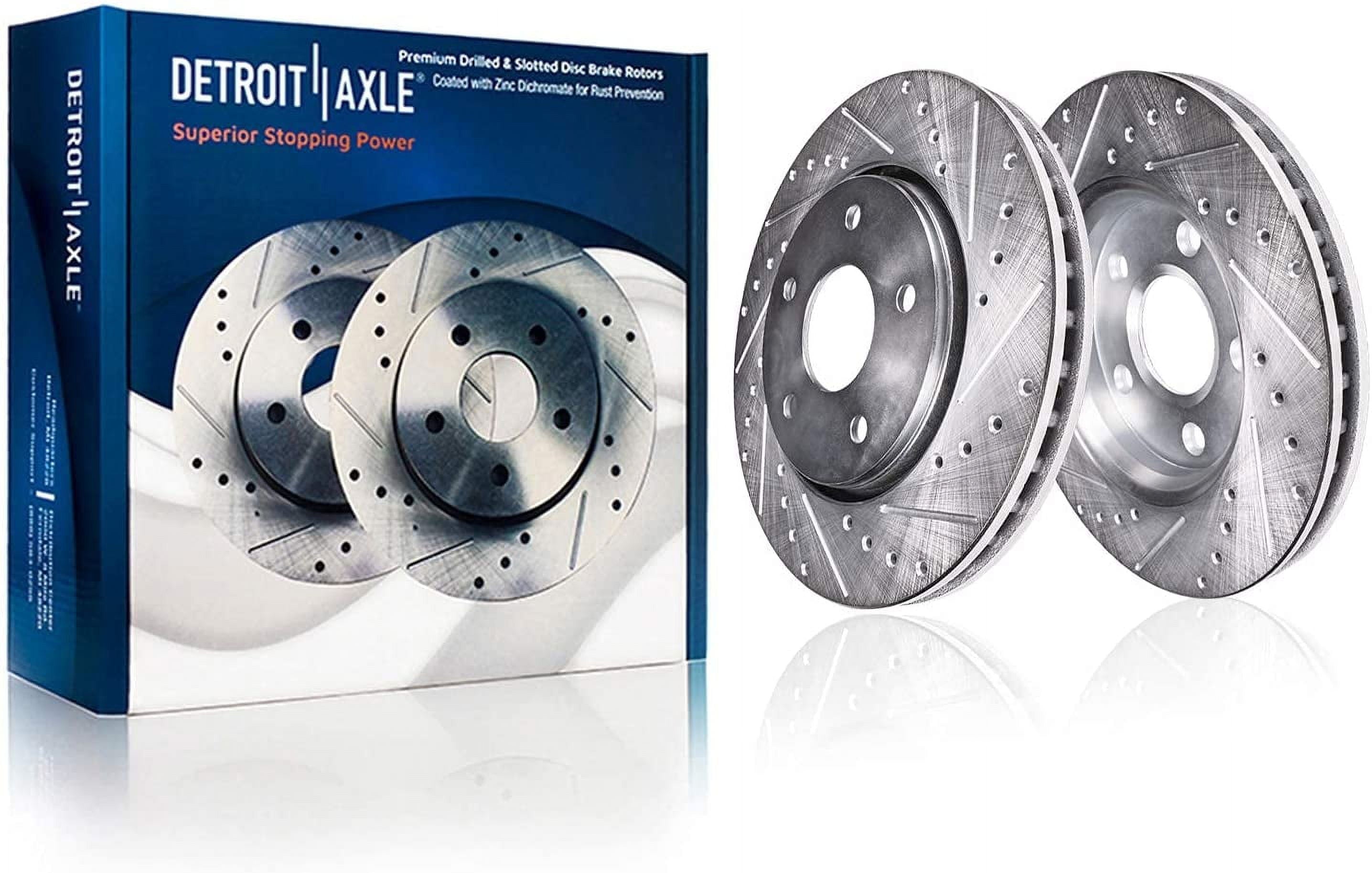 Detroit Axle - Brake Kit for 2012-2017 Toyota Camry 2013-2018 Avalon Lexus ES350 ES300h Drilled & Slotted Brakes Rotors Ceramic Brake Pads Front and Rear Replacement
